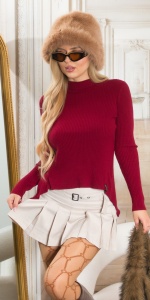 Fustă mini plisată bej pentru damă – cu talie înaltă și curea decorativă, stil urban chic - Img 2