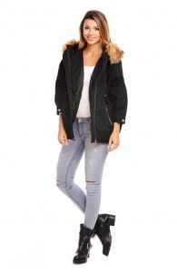 Geacă de damă cu blană artificială - stil casual-chic - Img 7