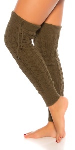 Jambiere Tricotate Groase Dama – Model Împletit, Casual – Khaki