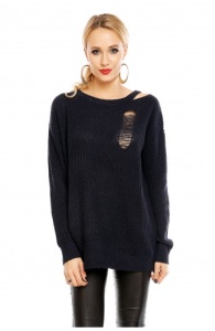 Pulover Calduros din Tricot cu Taieturi Decorative - Img 1