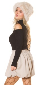 Pulover damă cu umeri decupați, maletă, tricotat fin - Img 11