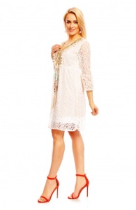 Rochie din dantela si broderie cu manecile treisferturi - Img 6