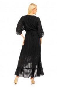 Rochie lunga asimetrica cu model in dungi - Img 5