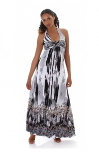 Rochie lunga vaporoasa cu imprimeu multicolor - Img 8