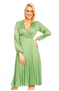 Rochie Midi cu Decolteu in V si Fusta Plisata - Img 1