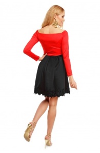 Rochie Midi cu Maneci Lungi si Decolteu Barcuta - Img 4