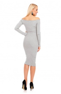 Rochie midi cu maneci lungi si umerii goi - Img 8