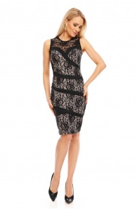 Rochie midi din dantela cu captuseala bej - Img 3