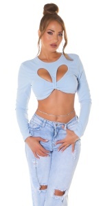Top Crop Damă cu Decupaj Inimă, Mâneci Lungi, Material Elastic, Sexy & Modern - Img 6
