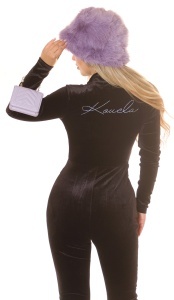 Căciulă damă din blană artificială mov liliac – model fashion de iarnă, moale și elegant - Img 4