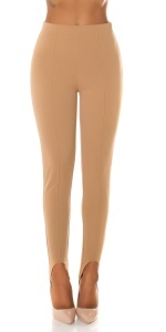 Colanți damă cu ștrampi sub călcâi, talie înaltă, push-up, elastici – Casual & Elegant – Cappuccino / Roșu - Img 9