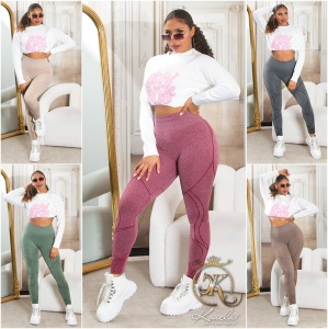Colanți Modelatori Damă fără Cusături, Talie Înaltă, Push-Up, Textură Elastică - Img 5