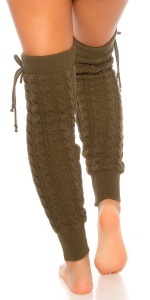 Jambiere Tricotate Groase Dama – Model Împletit, Casual – Khaki - Img 8