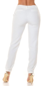 Pantaloni damă eleganți office cu croi conic – talie medie – disponibile alb și bleu - Img 9