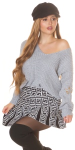 Pulover damă tricotat oversize cu umeri căzuți și nasturi decorativi pe mâneci – casual elegant - Img 7