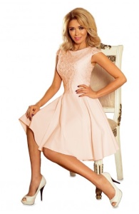 Rochie babydoll , imbracata cu dantelă - culoare piersic - Img 4
