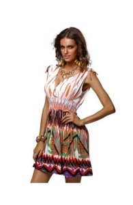 Rochie Boho Chic cu Imprimeu Multicolor - Img 3