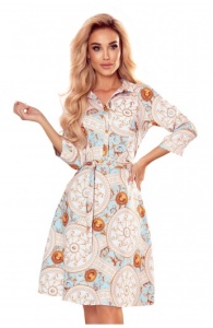 Rochie Eleganță Baroc Albastru și Auriu - Img 1
