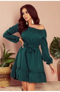 Rochie feminină și elegantă, cu decolteu Bardot - Img 7