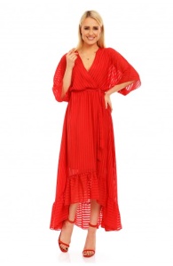 Rochie lunga asimetrica cu model in dungi - Img 2