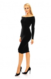 Rochie midi cu maneci lungi si umerii goi - Img 4
