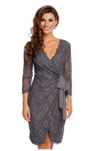 Rochie midi din dantela cu funda In talie - Img 1