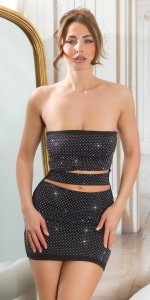 Rochie mini bandeau sclipitoare cu decupaje pentru club și petrecere - Img 9