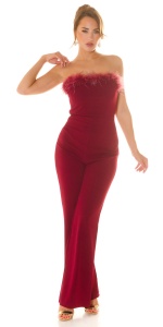 Salopetă elegantă de damă cu pene, pantaloni evazați – model de seară, bretele detașabile - Img 7