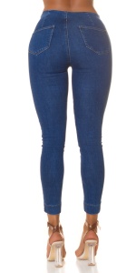 Blugi damă skinny cu talie înaltă, model push-up, denim elastic albastru - Img 9