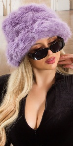 Căciulă damă din blană artificială mov liliac – model fashion de iarnă, moale și elegant