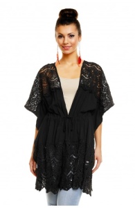 Cardigan negru subtire din dantela