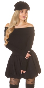 Pantaloni scurți tip balon cu talie elastică – casual chic, damă, bej / negru, eleganți și feminini - Img 3
