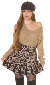 Pulover damă tricotat oversize cu umeri căzuți și nasturi decorativi pe mâneci – casual elegant - Img 4