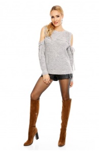 Pulover elegant cu umerii goi - Img 10
