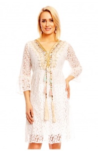 Rochie din dantela si broderie cu manecile treisferturi - Img 2