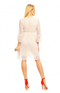 Rochie din dantela si broderie cu manecile treisferturi - Img 7