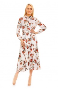 Rochie lunga tip camasa cu imprimeu floral - Img 5