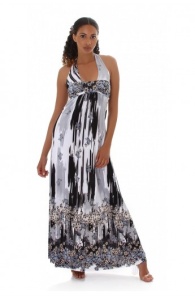 Rochie lunga vaporoasa cu imprimeu multicolor - Img 5