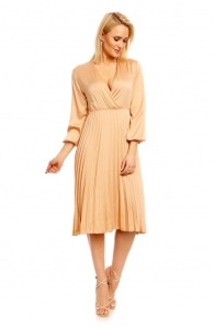 Rochie Midi cu Decolteu in V si Fusta Plisata - Img 3