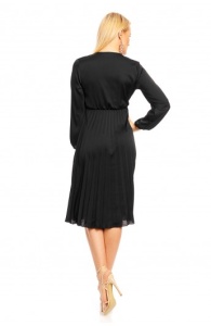 Rochie Midi cu Decolteu in V si Fusta Plisata - Img 9