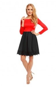 Rochie Midi cu Maneci Lungi si Decolteu Barcuta - Img 2