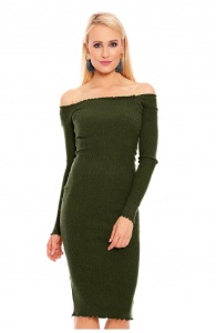 Rochie midi cu maneci lungi si umerii goi - Img 9