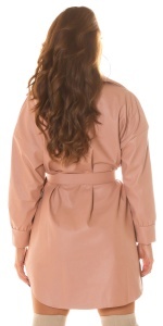 Rochie tip cămașă din piele ecologică cu curea – Elegantă & Sexy, culori disponibile - Img 3