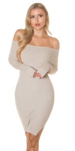 Rochie tricotată tip pulover, cu umeri goi, mulată pe corp – elegantă și călduroasă - Img 9