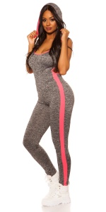Salopetă Fitness Elastică cu Dungi Neon, Talie Înaltă, Material Stretch - Img 11