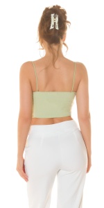 Top dama crop verde deschis cu bretele subțiri – casual, lejer, ideal pentru vară - Img 5