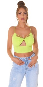 Top Damă Verde Neon Tip Bustieră cu Decupaj Frontal și Bretele Subțiri – Crop Top Casual Sexy - Img 8