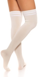 Ciorapi Peste Genunchi Albi, Opaci, Elastici – Over The Knee, Confortabili, Mărime Universală - Img 4