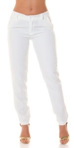 Pantaloni damă eleganți office cu croi conic – talie medie – disponibile alb și bleu - Img 3