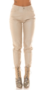 Pantaloni damă skinny din piele ecologică, talie înaltă, slim fit, efect lucios, casual & elegant - Img 6